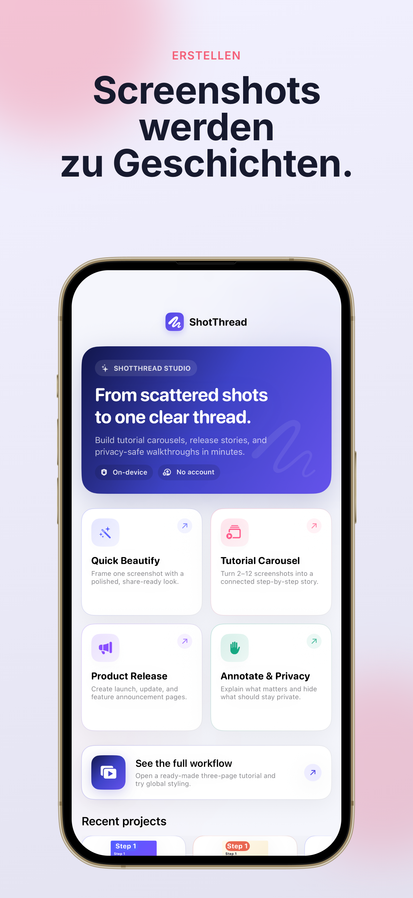 ShotThread in Aktion auf Ihrem iPhone